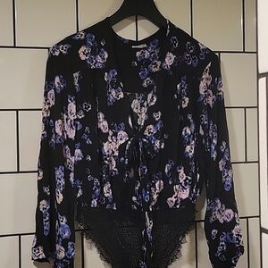 Intimately Free People Black & Pansy Comfy Sexy Bodysuit